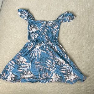 O’Neill floral pattern off the shoulder short dress blue and pink